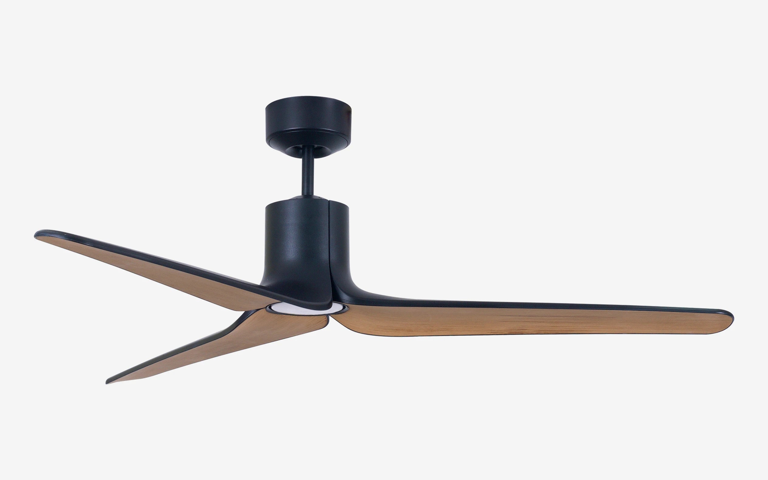 Lotus LED Ceiling Fan - #Body Color_Black|Blade Color_Teak|Blade Size_56"