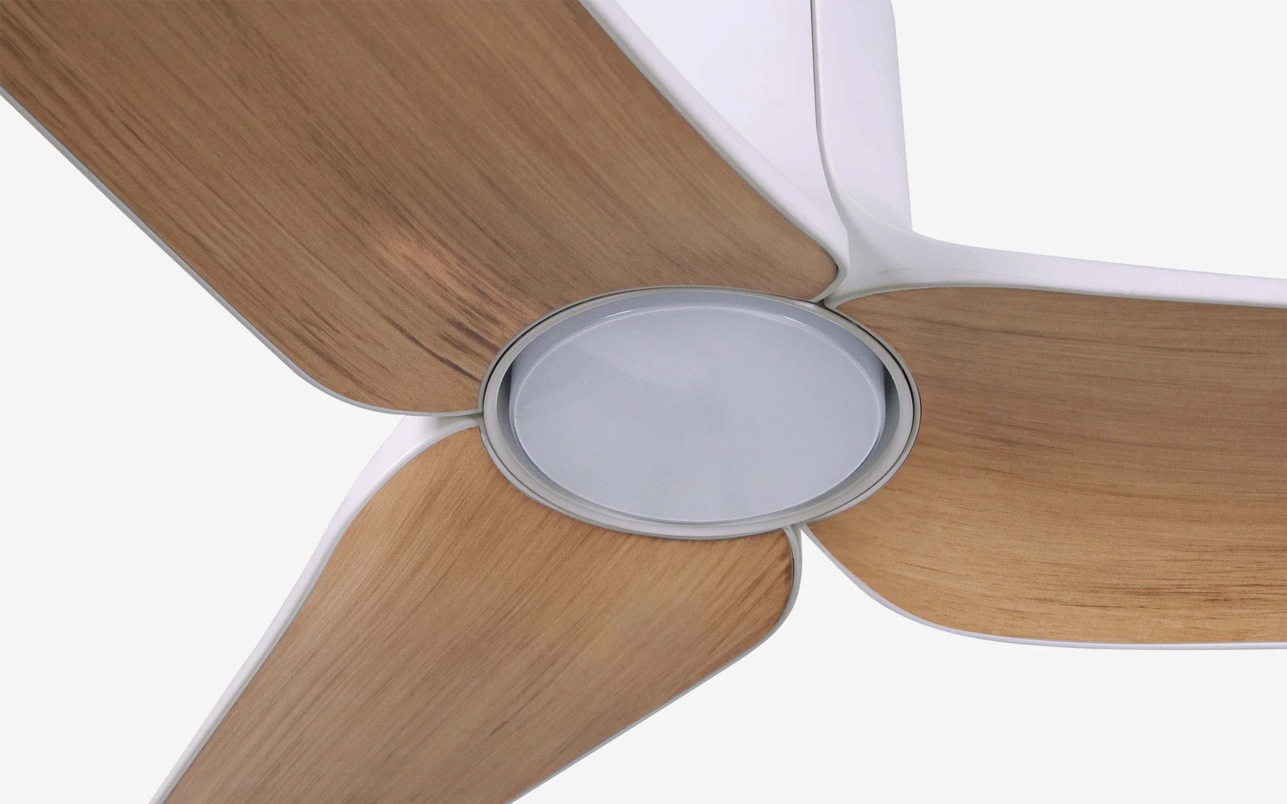Lotus LED Ceiling Fan - #Body Color_White|Blade Color_Teak|Blade Size_56"