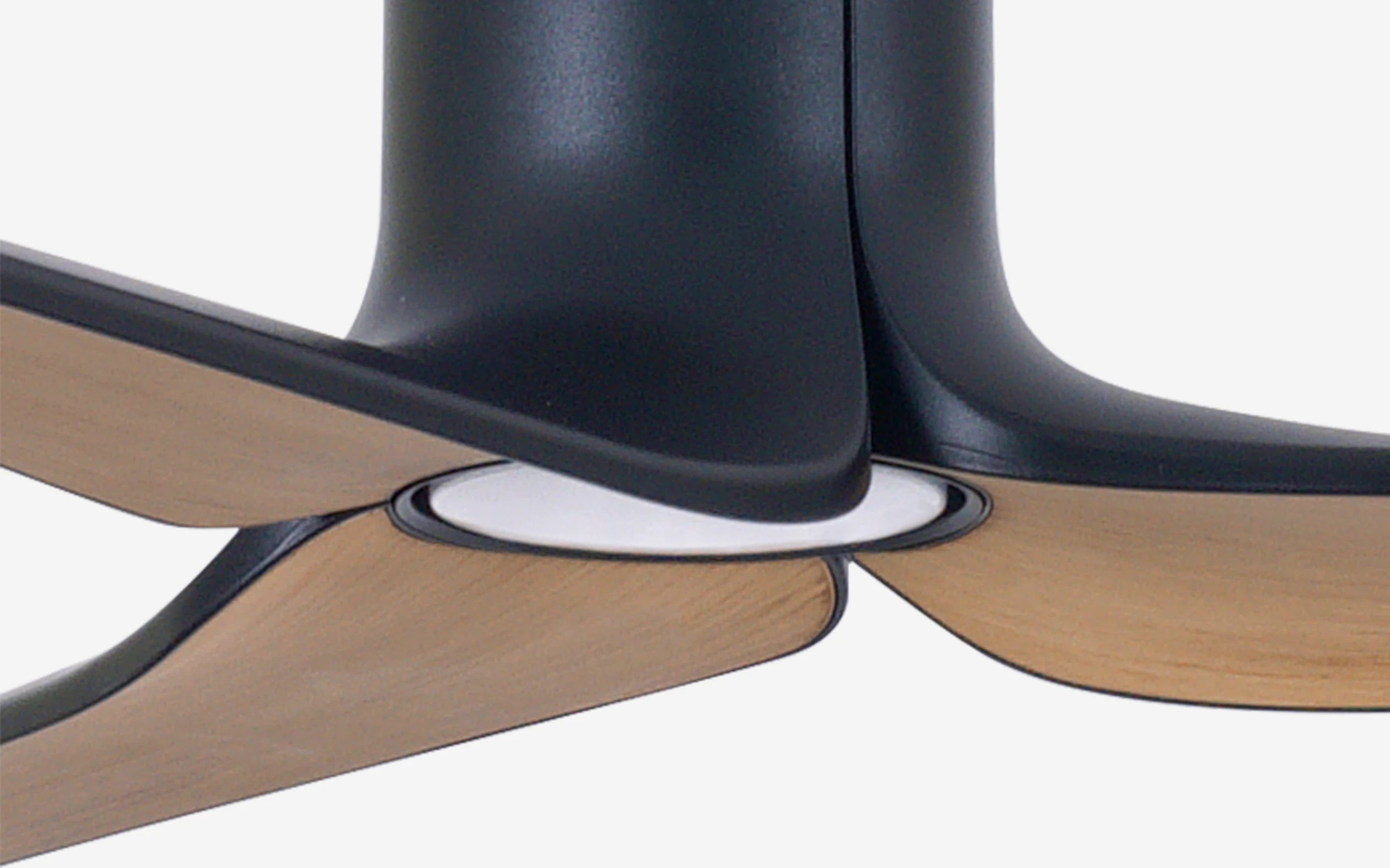 Lotus LED Ceiling Fan - #Body Color_Black|Blade Color_Teak|Blade Size_56"