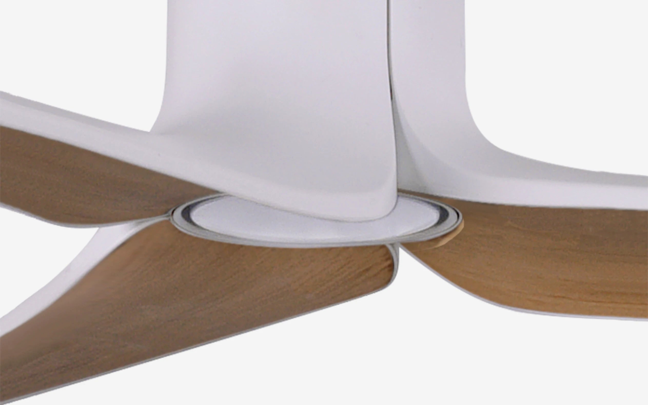 Lotus LED Ceiling Fan - #Body Color_White|Blade Color_Teak|Blade Size_56"
