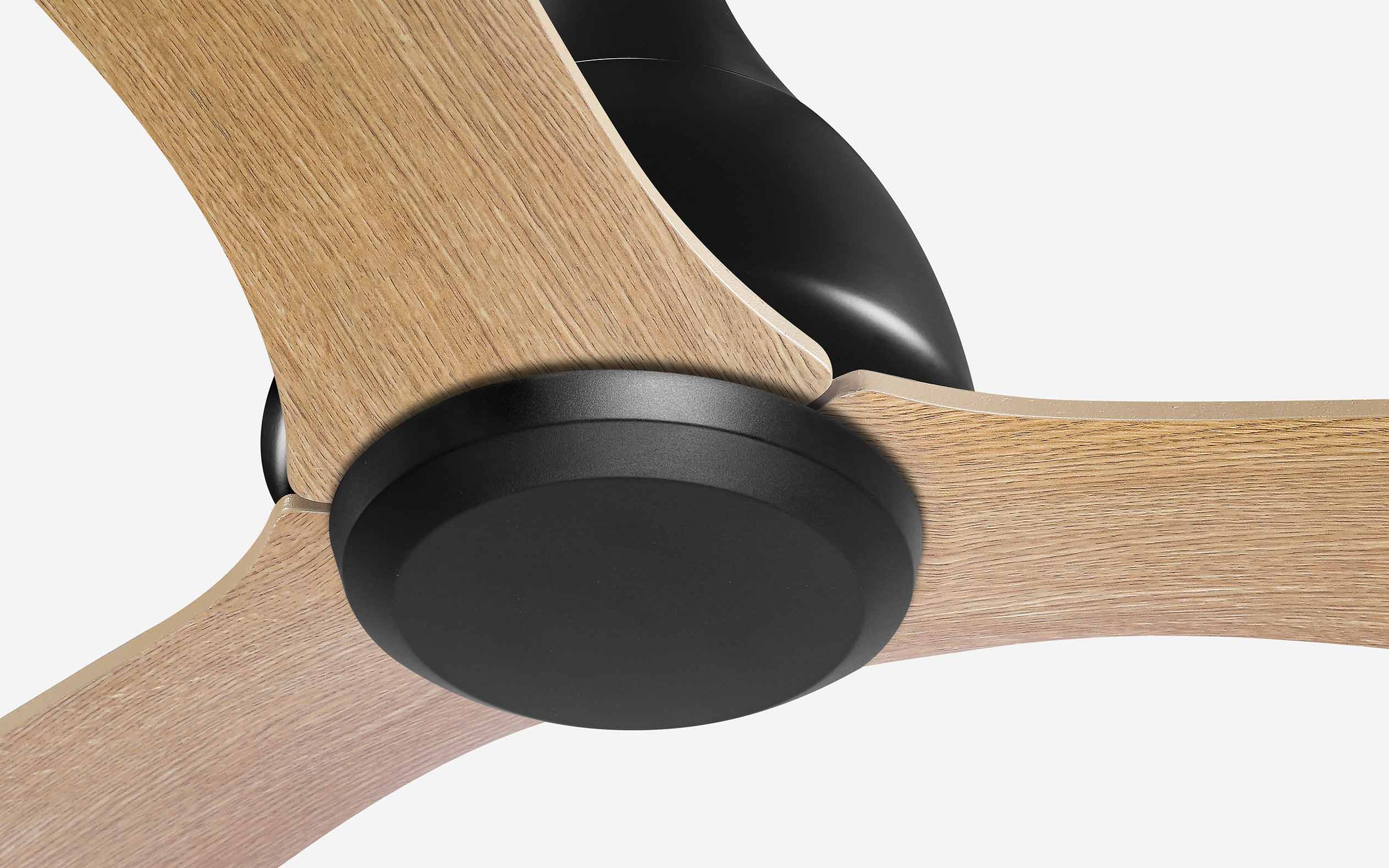 Opal Storm Ceiling Fan - #Body Color_Black|Blade Color_Teak|Blade Size_42"