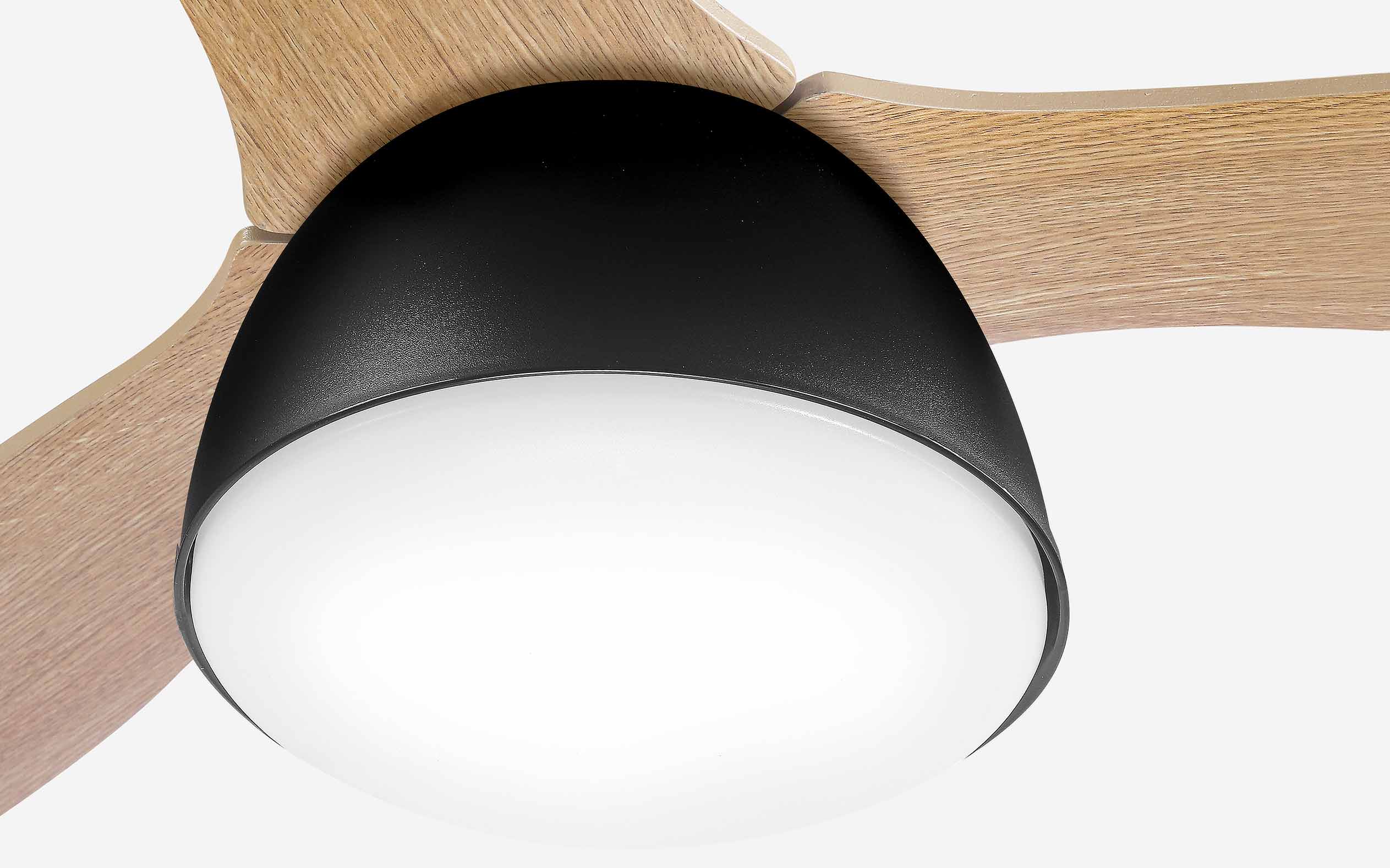 Pebbel Storm Ceiling Fan - #Body Color_Black|Blade Color_Teak|Blade Size_56"