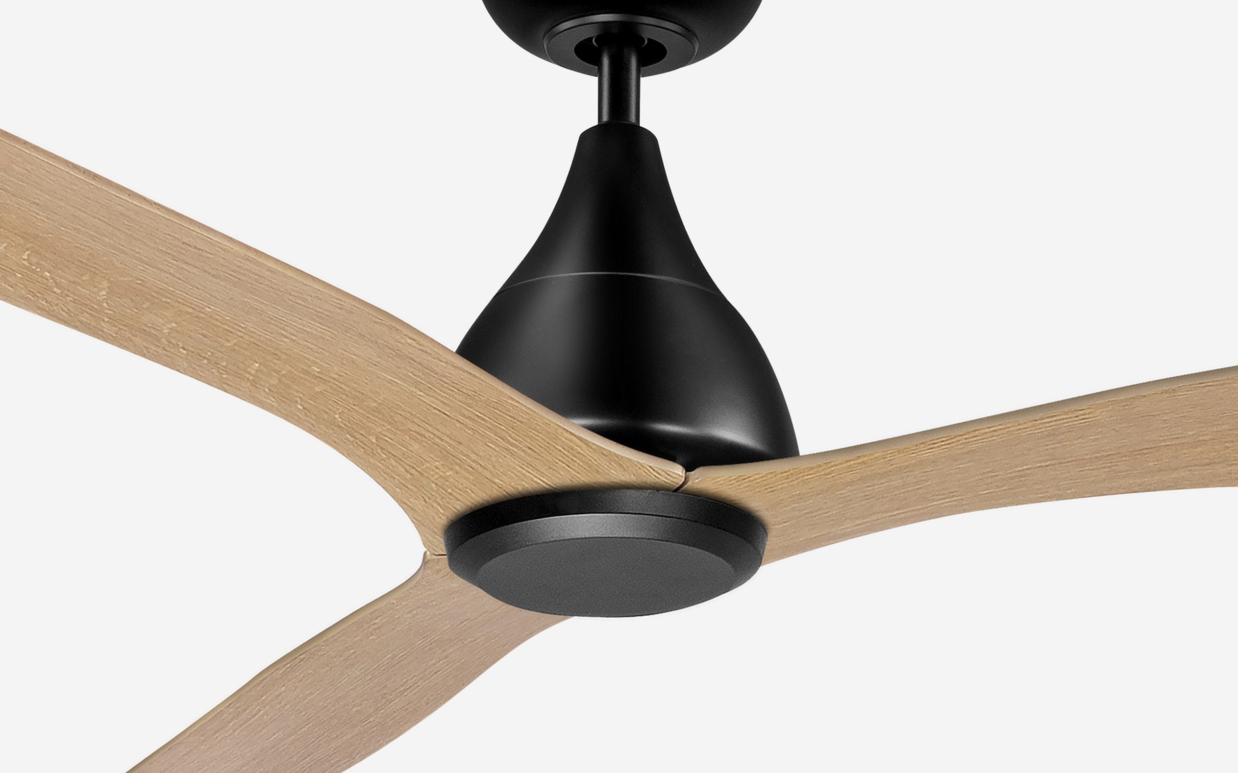 Opal Storm Ceiling Fan - #Body Color_Black|Blade Color_Teak|Blade Size_48"