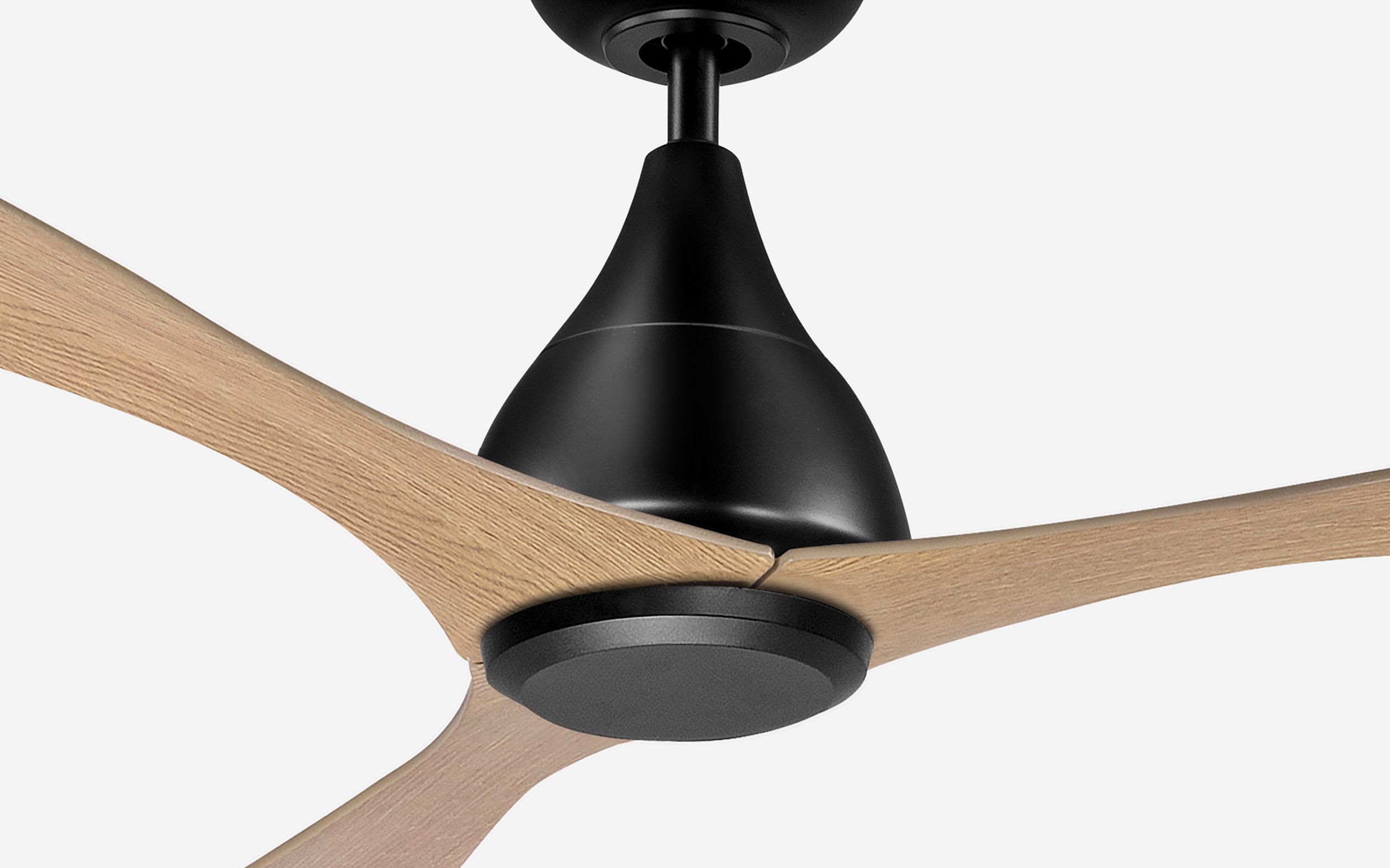 Opal Storm Ceiling Fan - #Body Color_Black|Blade Color_Teak|Blade Size_56"