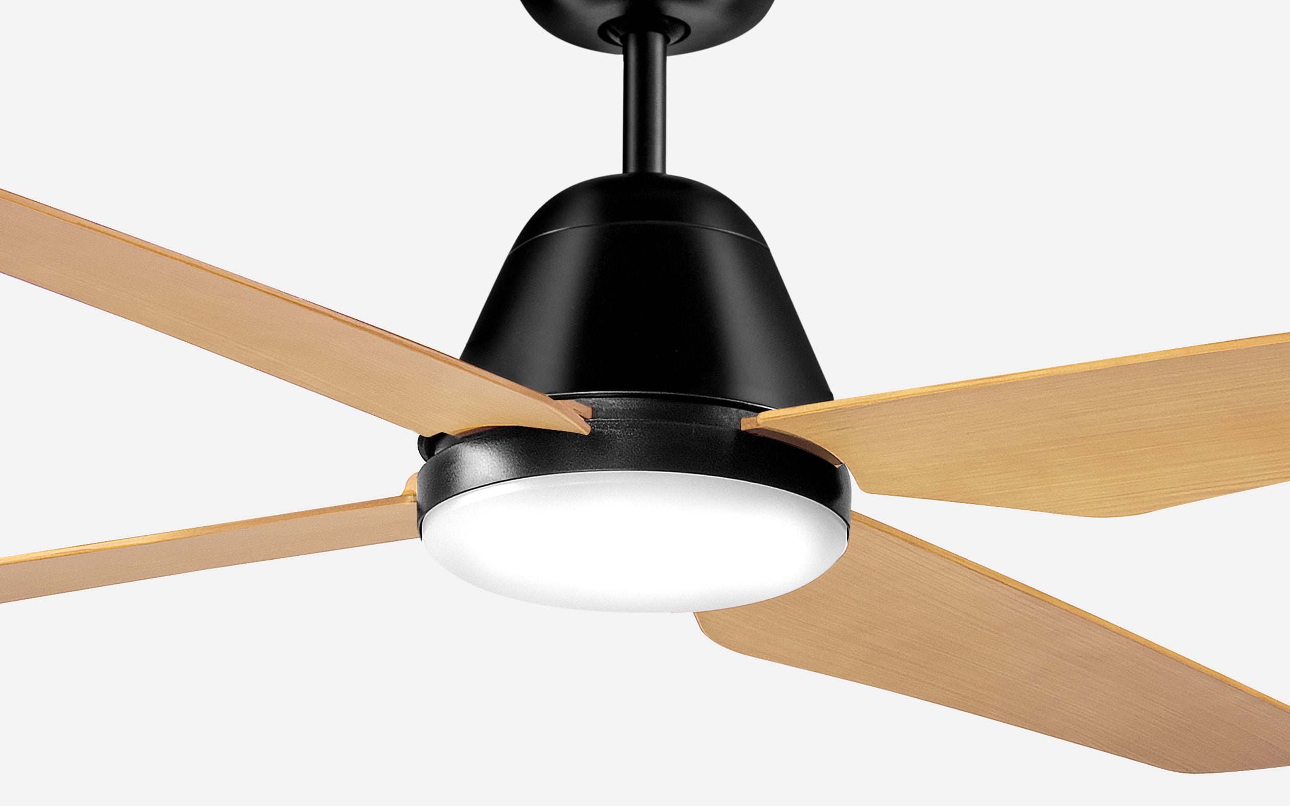 Wave Outdoor Fan - #Body Color_Black|Blade Color_Teak